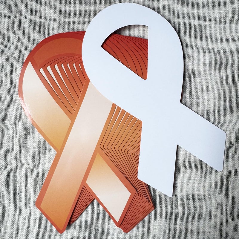 cogont 100pcs Orange Ribbon Shaped Paper Ribbons - Orange Awareness Ribbons for Leukemia Awareness, Kidney Cancer, Multiple Sclerosis, Donations, Campaigns, Mass Shootings, Fundraising & Decoration - Image 3